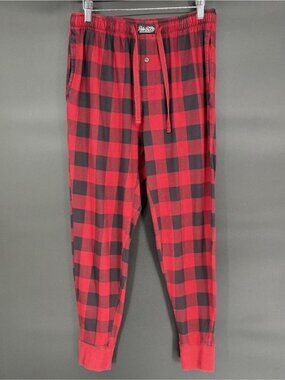 Polo Ralph Lauren Mens Plaid Cotton Pajama Pants Size M Black Red Sleepwear
